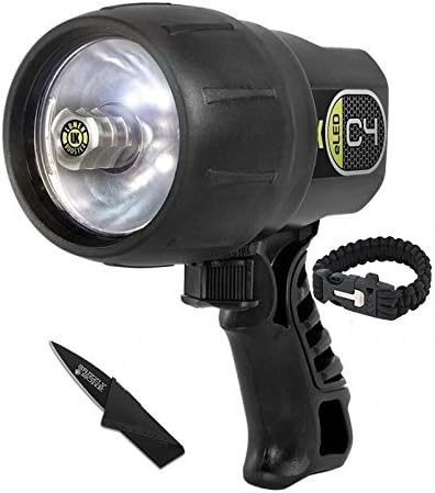 NEW Combo Pack Bright UK Pistol Grip C4, eLED, Black Tactical Ultimate Flashlight For Zombie Apocalypse Camping Power Outage Survival Kit W/ Free Paracord Bracelet &amp; Credit Card Knife Survival Life