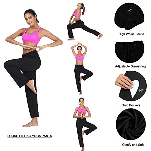 Womens-Yoga-Pants-Long-Modal-Comfy-Drawstring-Trousers-Loose-Straight-Leg-for-Yoga-Running-Sporting-with-Pockets