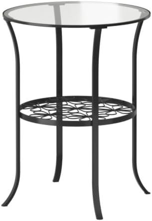 Ikea Side table, black, clear glass 19 1/4x23 5/8 "
