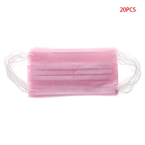 Hacloser 20Pcs/Set Disposable Anti-Dust Masks Medical Surgical Ear Loop Face Mouth Unisex Masks (Pink)