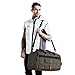 S-ZONE Vintage Canvas Geniune Leather Travel Tote Duffel Weekend Bag Shoes Pouch