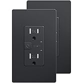 Smart in-Wall Outlet with 2 Individually Controlled Outlets, Tamper Resistant, 2.4 GHz Wi-Fi, Compatible with Alexa Only, Black, 2Packโฆ