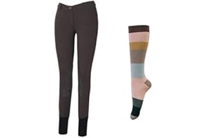 TuffRider Women Starter Lowrise Pull On Breeches with Free Assorted Striped Socks
