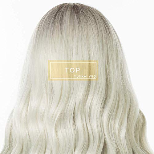 66cm Long Dark Brown Wig For Women, Elegant Platinum Blonde Color Ombre Hair Wig, 26-inch Of Pure Premium Synthetic Hair Long Wavy Hair WigYUNKAI (Platinum Blonde) - Thumbnail 2