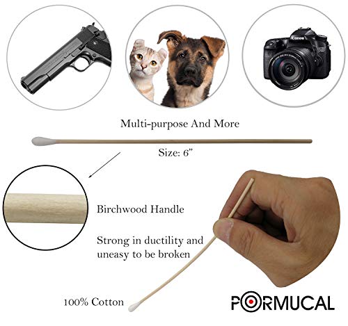 PORMUCAL 200PCS 6 Inch Cotton Cleaning Swabs with 2 Stainless Picks Cleaning Swabs for Gun Jewelry Arts and Crafts Electronics,Camera and More - Thumbnail 2