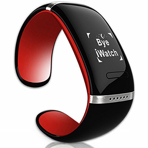 Lincass L12s Oled Smart Vibrating Bracelet and Sports Pedometer Bluetooth Watch with Call Id Display / Answer / Dial / SMS Sync / Music Player / Anti-lost for Samsung / HTC + More Android Smartphones (Red)