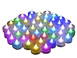 Instapark LCL-C48 Battery-powered Flameless Color-changing LED Tealight Candles, Four Dozen Pack