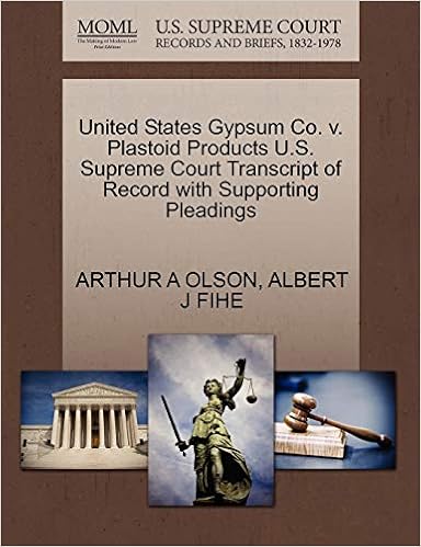 United States Gypsum Co. V. Plastoid Products U.S. Supreme Court Transcript of Record with Supporting Pleadings