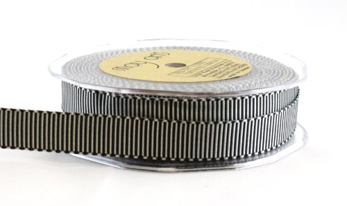 May Arts 5/8-Inch Wide Ribbon, Black and White Grosgrain