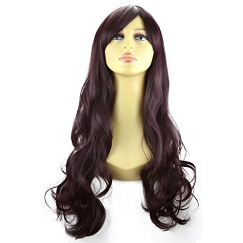 Lovely 22 Ladies Full Wig Long Hair Piece Loose Waves Dark Plum