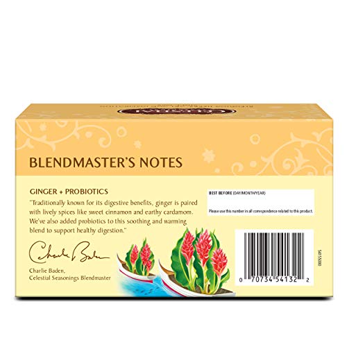 Celestial Seasonings Herbal Tea, Ginger Plus Probiotics, Caffeine Free