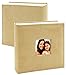 Golden State Art, Fabric Photo Album - Beige Color - Holds 200 4x6 Horizontal Pictures (2 per Page) - One 3x3 Front Opening - Smooth Suede Style Cover