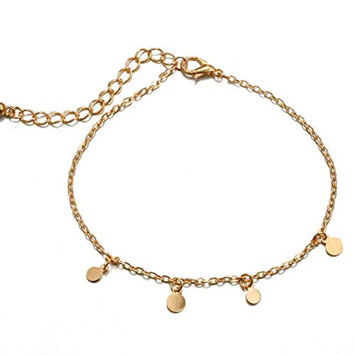 YERTTER Women Layered Gold Star and Sequin Rhinestones Ankle Bracelet Charm Beaded Dainty Foot Jewelry for Women and Teen Girls Summer Barefoot Beach Anklet Set of 3 - Thumbnail 5