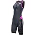 TYR Competitor Front Zip Tri Suit - Women's Grey/Pink, L
