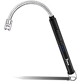 SUPRUS Electric Lighter Candle Lighter USB Type C Rechargeable Lighter Steel Shell & Hanging Hook with 360° Flexible Neck(Bla