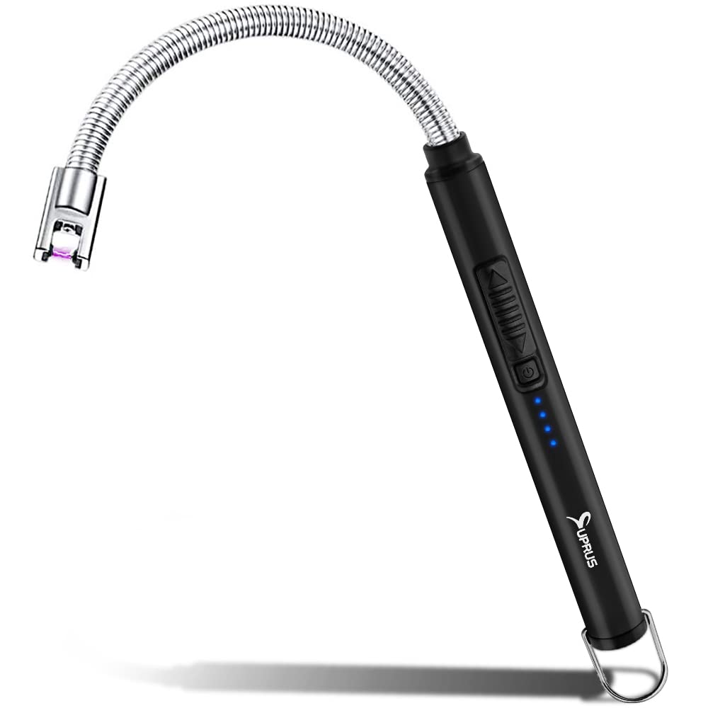 Photo 1 of SUPRUS Electric Candle Lighter USB Type C Rechargeable Lighter Steel Shell & Hanging Hook with 360° Flexible Neck (Black)