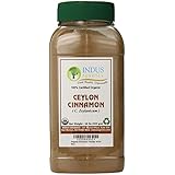 Indus Organic Ceylon Cinnamon Powder, 1 Lb Jar, Premium Grade, Freshly Packed in New Ergonomic Design