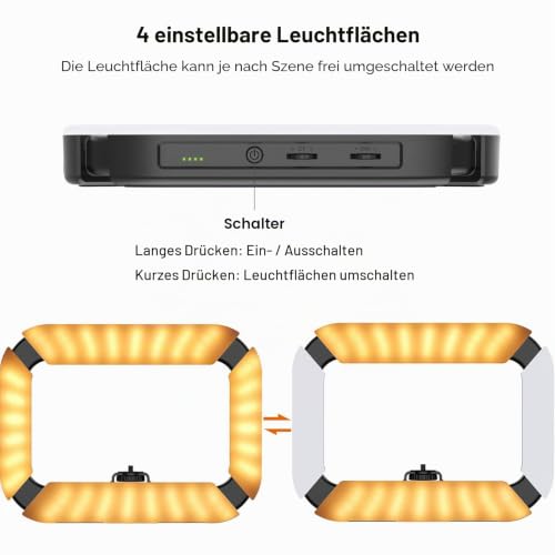 ULANZI U-Rig Smartphone Video Rig mit Licht, Handstabilisator für Mobiltelefone mit Ringlicht 8500k Selfie-Licht für Filmemachen, Live-Stream, Tiktok, YouTube-Videoaufnahme, mit eingebautem 8000mAh
