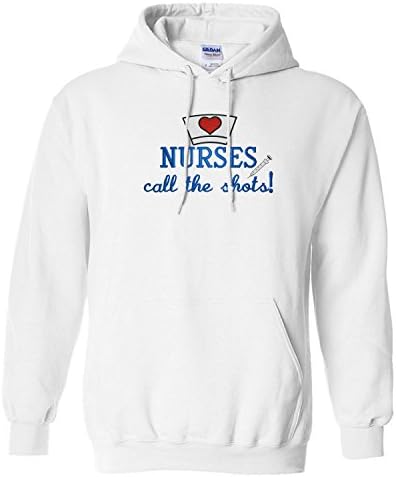 bellus Gildan Women's Custom Embroidered Nurses Call The Shots Heavy Blend Hoodie Sweatshirt L