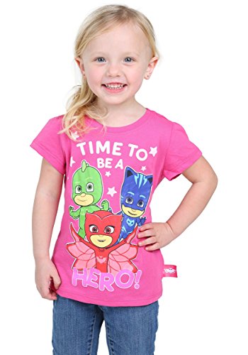 PJ MASKS Little Girls' Long Sleeve Tee Shirt, Pink, 2T