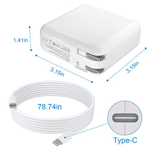 61W USB C Power Adapter Charger, UL Certified USB Type C Wall Charger with Power Delivery Fast Charging USBC Brick for MacBook Pro 13", MacBook Air, iPad Pro 2018, iPhone XS/Max/XR/X/8/8+ and More