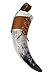 Valhalla Vineyards Wine/Mead Drinking Horn (4-5oz) Medieval Viking Cup w/Brown Leather Clip Button Holster - Authentic Medieval Inspired Mug