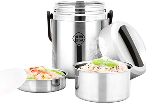 Baabyoo Bento Boxes Lunch Box Stainless Steel Food Jar 3 Tiers Vacuum Insulated Food Container Thermal Lunch Container Leak Proof Food Savors with Handles 1.6L Holding Time 6-8hr 8x5'' (Silver)