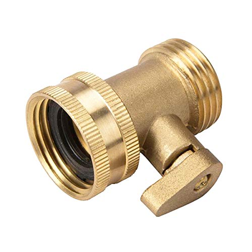 Garden Hose Brass Shut Off Valve, 3/4'' Thread Heavy Duty Water Hose Connector Shutoff Ball Valve Faucet Hose Adapter
