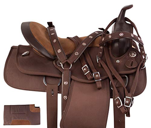 Acerugs Beautiful Western Pleasure Trail Barrel Racing Show Horse Saddle Free TACK Set PAD Silver (17)