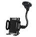 Car Mount, X-AUTO One Touch Flexible Arm Universal Windshield Cell Phone Holder with Strong Suction Cup and Three Side Grips for Cell Phone iPhone Smartphones Android GPS Devices and More