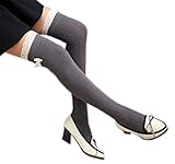 Vwhite Ladies Girls Winter Bowknot Leg Warmer Lace Knit Crochet Sock Leggings Dark Grey