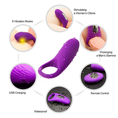 Vibrating Cock Ring, Remote Control 9-Speed Penis Ring Vibrator Medical Silicone Waterproof Rechargeable Powerful Vibration Sex Toy for Male and Couples
