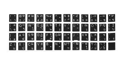 DealMux English Thai Fonts Standard Black Keyboard Sticker With White Letters