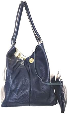 Genuine leather shoulder bag, large, shopping style, for women, made in Italy