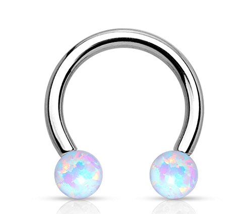 Synthetic Opal WildKlass Horseshoe 316L Surgical Steel Circular Barbell