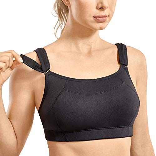SYROKAN Front Adjustable Sports Bras for Women High Impact Wirefree