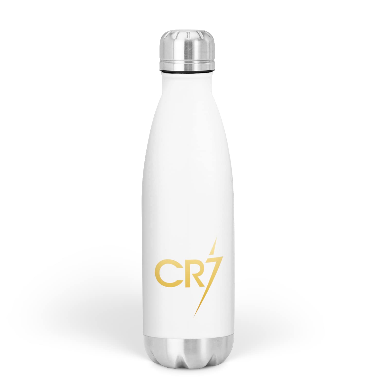 CR7 School Aluminium Water Bottle - Kids Childs Junior Football Soccer Footie Footy Portugal Sportsman Sports World Cup Athlete Stocking Filler Gift Present (White)