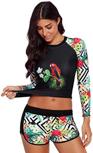 Women's UV Sun Protection Long Sleeve Split Swimsuit Sport Quick-Drying Surfing Swimwear