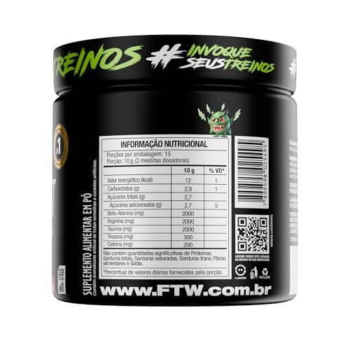 Pré Treino Pre Workout DIABO VERDE Pote 150g Sabor Frutas Vermelhas FTW - Suplemento Com Cafeína, Aminoácidos Beta‑Alanina e Arginina para Treinos e Atividades Físicas