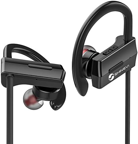 SHINEVI Bluetooth Headphones Best Wireless Sports Earphones HD Stereo Sweatproof Earbuds for Gym Running Workout 7 Hour Battery Noise Cancelling Headsets With Mic for Men Women (black)