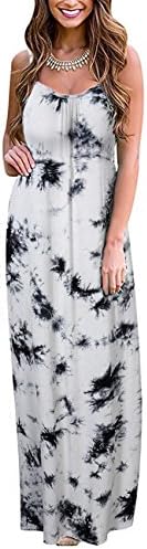 Women Adjustable Spaghetti Straps Dress Boho Maxi Beach Dresses Plus Size P-1 4XL