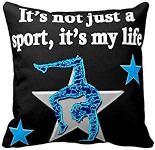 Bright Blue Inspirational Gymnastics Design Throw Pillow Case