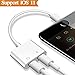 2-in-1 Lightning Splitter Adapter for iPhone 7 / 8 / X / 7 plus / 8 plus, Double lightning ports for dual Lightning Headphone Audio and Charge Adapter. (Compatible IOS 10.3, IOS 11 and Later)-White
