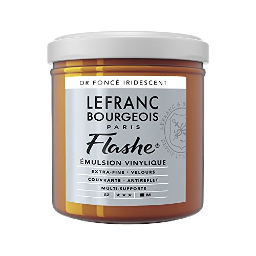 Lefranc Bourgeois Flashe, Extra-Fine Acrylic Vinyl Emulsion, Artists Quality, Deep Gold Iridescent, 125ml Pot