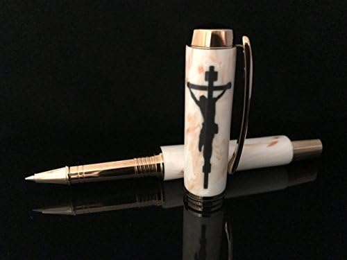 Jr. Gentleman Pen, Titanium Gold Nitride Finish, Crucifix, Religion, Alumilite Resins, Journal,809