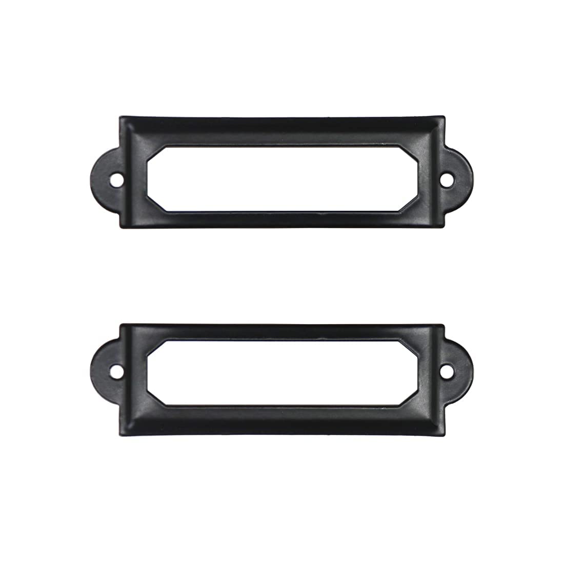 Adiyer 40pcs Black Metal Label Holders Office Library File Drawer Cabinet Card Tag Label Holder Metal Frame 60mm x 17mm