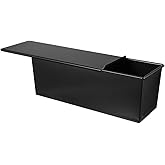 Bread Cake Pan Baking with Lid : Housoutil Loaf Pan Flat Toast Box Stainless Steel Bread Toast Molds - Bakeware for Kitchen Baking - Black