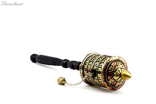 Tibetan buddhist om mani handmade copper prayer wheel