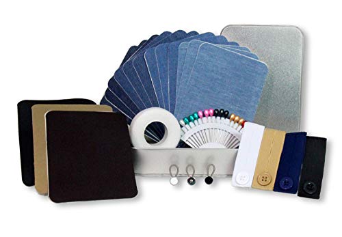 No Stitch Repair Kit, a No-Sew Kit with Fusible Web Hemming Tape, Cotton and Jean Iron On Patches, Collar Extenders for Shirts, Waist Extenders for Pants, and Sewing Pins to Fix Garments Fast and Easy - Thumbnail 7