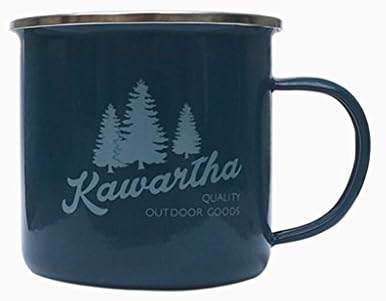 Kawartha Enamel Camping and Hiking Mug, Stainless Steel Rim (River Green)